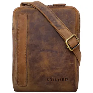STILORD John Kleine Herren-Tasche Ledertasche Vintage 8,4 Zoll Tablettasche Umhängetasche Männer Schultertasche mit Reißverschluss Leder Farbe:mittel - braun
