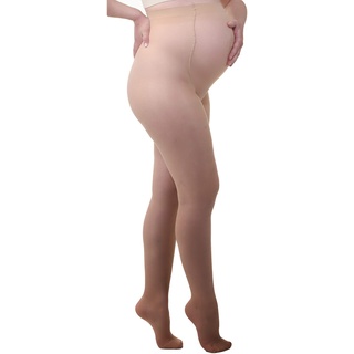 MAMSY Schwangerschaftsstrumpfhose, komfortabel, transparent, 20 den, hergestellt in Italien, Natural, XL