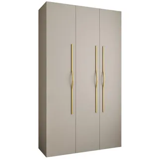 Abiks Möbel Drehtürenschrank 245,5/140/40 3-türig , Kaschmir, Goldfarben , Holz , Nachbildung , 140x245.5x40 cm , Schlafzimmer, Kleiderschränke, Drehtürenschränke