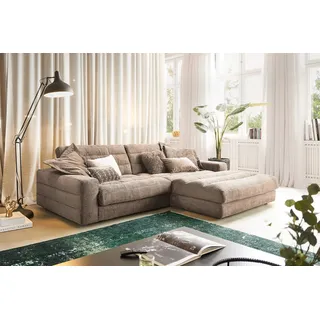Ecksofa Lana Cord Recamiere rechts taupe