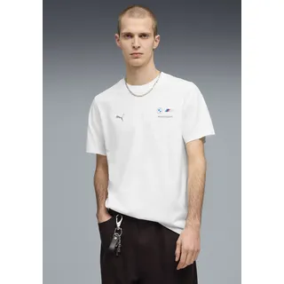 T-Shirt PUMA "BMW MMS ESS LOGO TEE", Herren, Gr. L, puma weiß, Jersey, Obermaterial: 100% Baumwolle, unifarben, regular fit normal, Rundhals, Shirts T-Shirt, Regular Fit, Kurzarm, Rundhalsausschnitt, für Motorsport-Fans