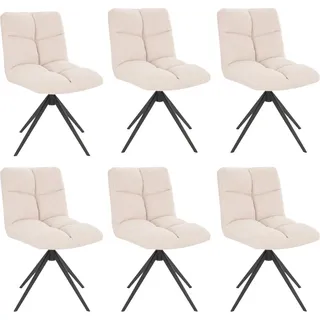 HOME DELUXE - Esszimmerstuhl NODA - 6er Set, Farbe: Samt Creme - 360 Grad drehbar, weiche Polsterung, bis 120 kg belastbar I Küchenstuhl Speisestühle Esszimmerstühle - Beige