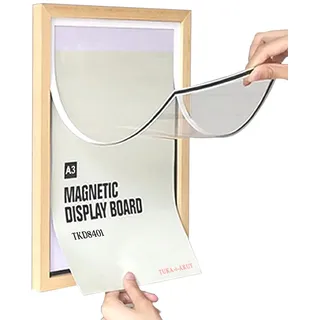 TUKA A3 Wechselrahmen Holz Natur mit Magnetverschluss, Acryl Info-Rahmen Plakatrahmen Posterrahmen Bilderrahmen, Magnetrahmen Aufklappbar, Flexible Präsentation Schnelles Wechseln TKD8401-A3-1X