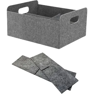 Bada Bing stabiler Filzkorb in grau mit Trennfach für Regal und Kleiderschrank - faltbarer Organizer mit Unterteilung - kleiner Faltkorb zur Aufbewahrung - Aufbewahrungsbox Filz Korb Box