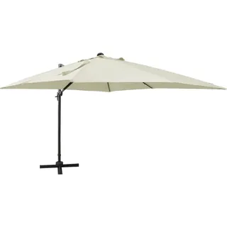 The Living Store Ampelschirm mit Mast und LED Sandfarben 300 cm - Beige