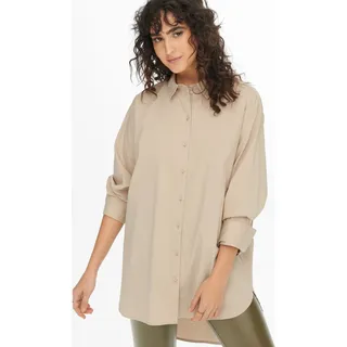 Damen JDY Lange Hemd Bluse Oversize Longshirt JDYMIO Freizeit Tunika | 34 - Beige