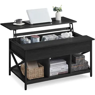 VASAGLE Couchtisch, höhenverstellbar anthrazitgrau-schwarz