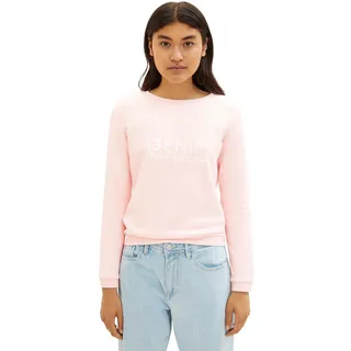TOM TAILOR Denim Damen Sweater mit Logo-Print & Raffarm