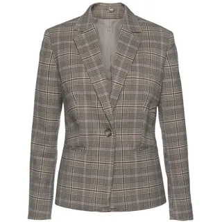LASCANA Kurzblazer LASCANA, Damen, Gr. 34, braun (kariert), Web, Obermaterial: 64% Polyester, 33% Viskose, 3% Elasthan.