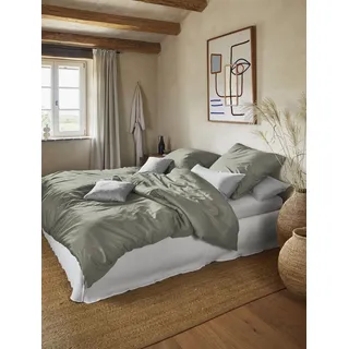IRISETTE Premium Satin Bettwäsche Paris Unifarben Salbei 200 x 220 cm + 2 x 80 x 80 cm