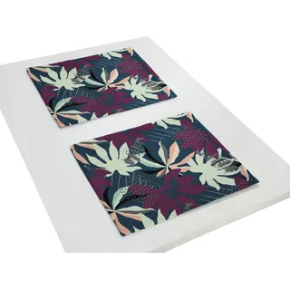 Platzset ADAM "Jungle" Gr. 2, bunt (dunkelblau, lila), B:40cm L:50cm, Obermaterial: 100% Baumwolle, Platzsets, Platzset, GOTS organic,zertifiziert durch CERES 0242Made in Germany