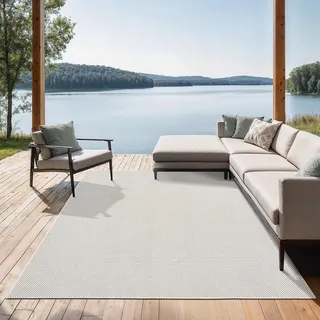 the carpet Mistra – Outdoor Teppich, Wetterfest, UV-beständig & pflegeleicht, für Balkon, Terrasse & Garten, auch für Wohnzimmer & Schlafzimmer geeignet, Creme, 300 x 400 cm
