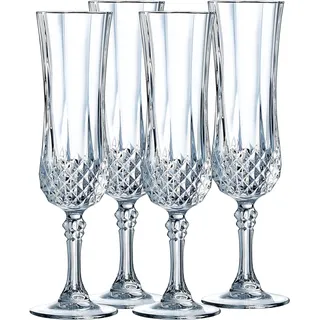 Luminarc Sektglas »Trinkglas Longchamp Eclat«, (Set, 4 tlg.), Gläser Set, sehr hochwertiges Kristallinglas, farblos