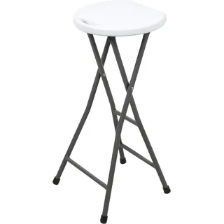 2.03 Faltbarer Bar Stuhl Metall / Kunststoff - ca. 70x33x30 cm - Gestellfarbe: grau / Sitzfläche: weiß (Barhocker) - Schwarz, Weiß