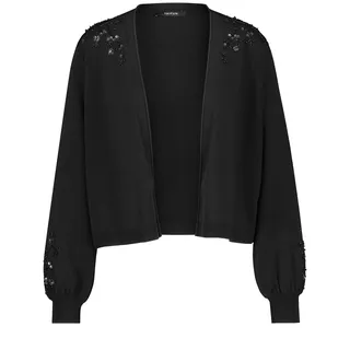 Taifun Damen Strickjacke mit Pailletten-Zier Ballonärmel, Ärmelbündchen, Langarm unifarben