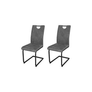 byLIVING Esszimmerstuhl Banff 2er Set, Webstoffbezug anthrazit Gestell schwarz