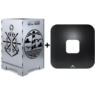 teileplus24 Feuertonne FT06 groß Stahl braun