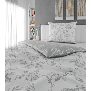 Esposa Wendebettwäsche , Silberfarben, Weiß , Textil , Blume , 140x200 cm , atmungsaktiv, hautfreundlich , Heimtextilien, Bettwäsche & Leintücher, Bettwäsche, Wendebettwäsche