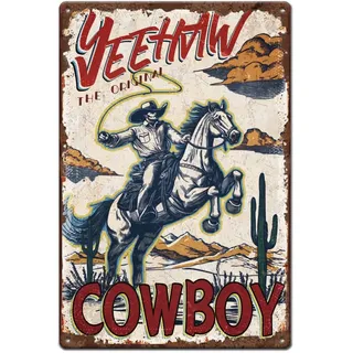 SUPERDANT Metallschild Für Western Cowboys Metall Blechschilder Mit Pferdemotiv Cowboy Und Pferd Retro Blechschild Für Bar Männerhöhle Bauernhaus Wohnzimmer Schlafzimmer Metalldekor