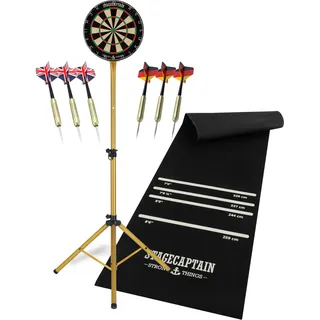 Stagecaptain DBS-1715 BullsEye Pro Dartscheibe + Ständer und Matte Set Gold