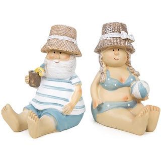 Logbuch-Verlag Urlauber Paar Dekofigur Mann & Frau Strandurlaub Bad Deko maritim Sommerdeko Pärchen 8,5 cm