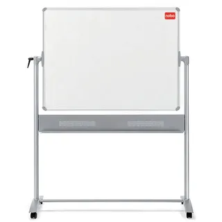 Nobo Mobile Magnetische, Trocken Abwischbare Tafel/Graue Filz-Pinnwand, Doppelseitig und Horizontal Drehbar, 1200 x 900 mm, Weiß, 1901043