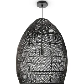 Paco Home Pendelleuchte »VIHMA«, Leuchtmittel E27 ohne Leuchtmittel, Rattan Pendelleuchte Esstischlampe Natürlich LED Boho Rustikal E27, schwarz