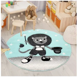 Carpet City Kinderteppich »Bueno Kids 9378« rund 11 mm Höhe Spielteppich, Löwe, Boot, 3D-Effekt, Weicher Flor, Pflegeleicht, grün