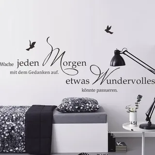 decalmile Wandtattoo Sprüche und Zitate Etwas Wundervolles Könnte Passieren Wandsticker Schwarz Wandaufkleber Schlafzimmer Büro Wohnzimmer Wanddeko