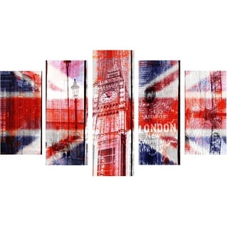 LO+DEMODA Leinwandbild 5 tlg. Set Uk Flag Mix