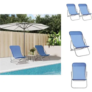 vidaXL Strandstühle 2 Stk. Blau Textilene & Pulverbeschichteter Stahl - Sonnenliegen - Blau