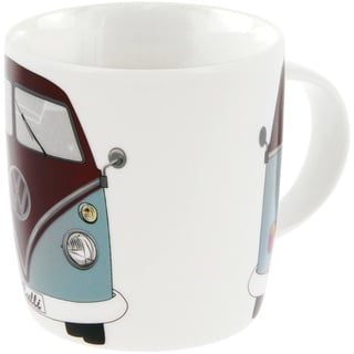 BRISA VW Collection - Volkswagen Große Keramik Kaffee-Tee-Cappuccino-Tasse-Becher-Haferl im T1 Bus Design (Bus Front/Petrol & Braun)