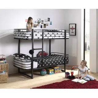 Kinder- Etagenbett Metall OSAKA-12 schwarz - B/H/T: 205/166/99cm - Schwarz