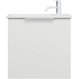 burgbad Eqio Slim Keramik-Waschtisch inklusive Waschtischunterschrank, 520x310x500mm, SGZJ052F6582C0001G0146, Farbe: Weiß Matt / Weiß Matt, Griff Chrom G0146