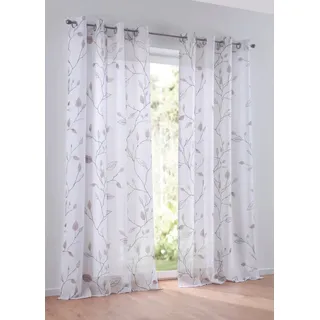 Kutti »Bonnie« Ösen 1, Stk. tlg. Gardine, halbtransparent, bedruckt, Polyester, grau