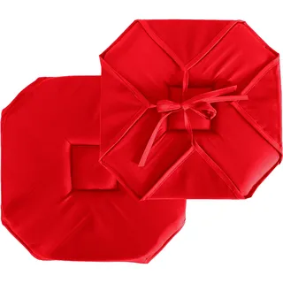ED ENJOY HOME Stuhlkissen mit Klappe, 40 x 40 cm, Rot, mit Bändern, 100% Polyester, Stoff Öko-TEX, Satin, Kollektion Basic