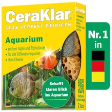 abrazo CeraKlar Aquarium Scheibenreiniger - 2 Scheibenreiniger Aquarium Glasreiniger, kratzfreier Algenentferner für Süßwasseraquarien und Terrarien