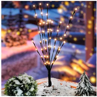 esotec Solar Lichterzweige, 60 LEDs, Akku, flexibel biegbar, Dekokbeleuchtung, Gartenstecker, Lichterkette, Winterdeko, Partydeko, Erdspieß, LED Baum, IP44, außen, wetterfest, winterfest, 102582