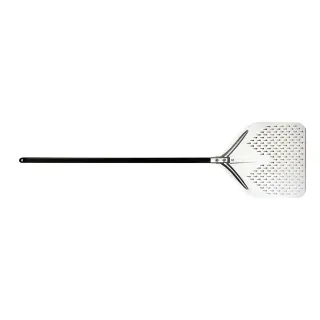 SCHNEIDER Pizzaschaufel, Alu perforiert, Pizzaschieber aus Aluminium zur Selbstmontage, Stiel schwarz 110 cm, Schaufel 40 x 42 cm