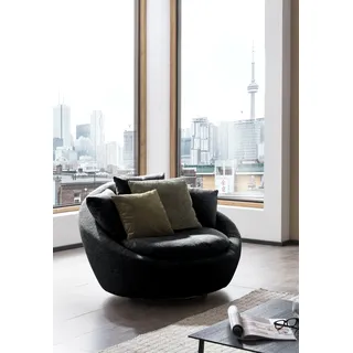 TRENDMANUFAKTUR Drehsessel »Maui, inklusive 2 Rückenkissen und 1 Zierkissen, moderne Optik« Sessel mit Drehfunktion, frei im Raum Stellbar, XXL Sessel, schwarz