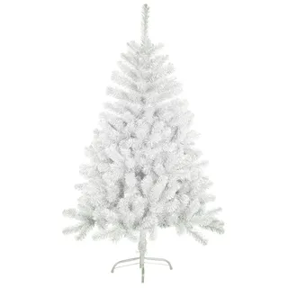 SOLAGUA NAVIDAD Künstlicher Weihnachtsbaum, Lametta-Blatt-Tanne 120–210cm Bäume mit Metallunterstützung (Glänzend Weiß, 150cm 293Tips)