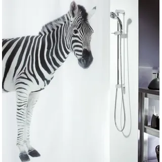 Spirella Duschvorhang Zebra Savana 180 x 200 cm schwarz