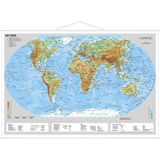 Die Erde, physisch 1 : 60 000 000. Wandkarte Mini-Format