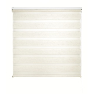 Blindecor Lira doppelrollo - duo rollo tag und nacht Leinen Cremefarben - 90 x 180 cm (Breite x Länge) | Stoffgröße 87 x 175 cm | Fensterrollo zebra