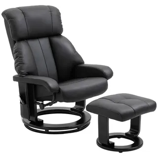 Homcom Relaxsessel Kunstleder 80 x 102 x 76 cm Schwarz mit Hocker