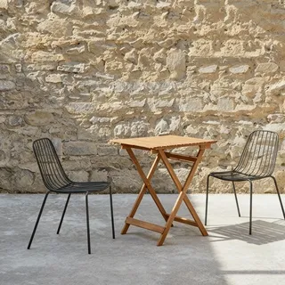 Bistro - Outdoor Gartenmöbel Set aus massiver Akazie und Metall, 2 Stühle