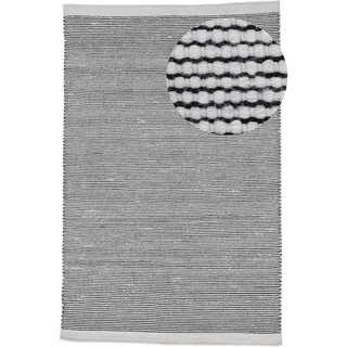 carpetfine Wollteppich »Mona, auch als Läufer« rechteckig 5 mm Höhe 80% Wolle, Wendeteppich aus Wolle/Baumwolle, Wohnzimmer, schwarz-weiß