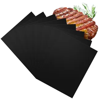 Relota 8 pcs BBQ Grillmatte, Grillmatten Grill Matte Teflon Antihaft für Gasgrill, 40x33CM Grillmatten Schwarz für Gasgrill Teflon Grillmatte für Holzkohlegrill, Grill, Backofen