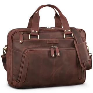 ROYALZ "Chicago Leder Umhängetasche Herren Laptoptasche 15.6 Zoll Messenger Bag Ledertasche groß Aktentasche Vintage Businesstasche für Männer Echtleder;Farbe:Ohio Braun