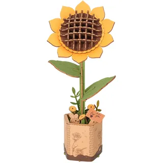 Rolife 3D Puzzle Blumen Blumenstrauß hölzerne Blüte Handwerk Modell Kits für Erwachsene Ewige Blumen romantisches Geschenk für ihren Geburtstag/Valentinstag/Muttertag (Sonnenblume)